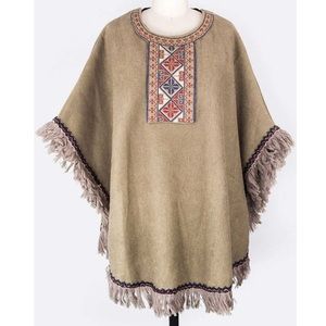 • Embroidered Fringe Poncho •